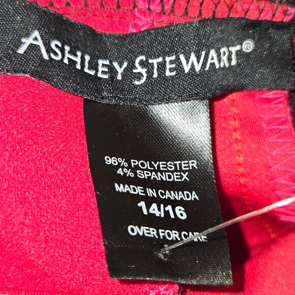 Ashley Stewart Womens 14/16 Red Midi Dress Black Mesh Sleeves Greek Key Trim NWT - Picture 2 of 12